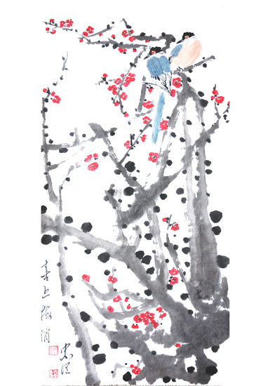 喜上梅梢  尺寸：68×136cm.JPG
